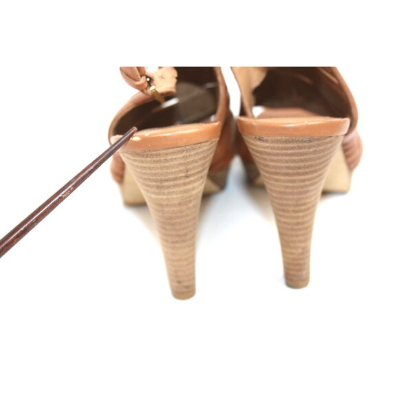 Franco Sarto Meggie Women's sz 10M Brown Leather High Heels Sandals Shoes - Picture 4 of 8